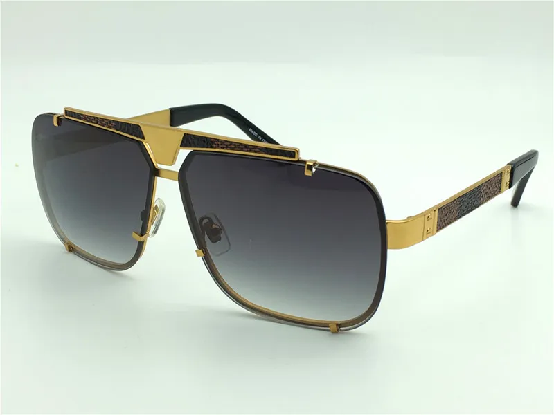 new men brand sunglasses leather frame gold plated goggles style metal design vintage sunglasses 81060 UV400 lens top quality