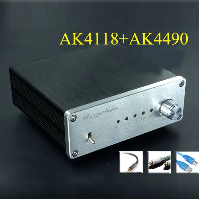 Livraison gratuite Fini AK4490 + AK4118 + XMOS USB DAC Asynchrone Hifi Audio Décodeur numérique Prise en charge Coaxial Optique USB 384K Entrée 32BIT