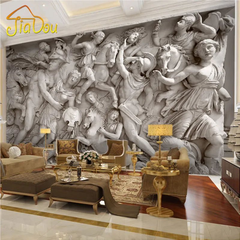 Toptan-Özel 3d fotoğraf duvar kağıdı avrupa retro roma heykelleri sanat duvar duvar restoran oturma odası kanepe arka planında duvar kağıdı duvar 3d