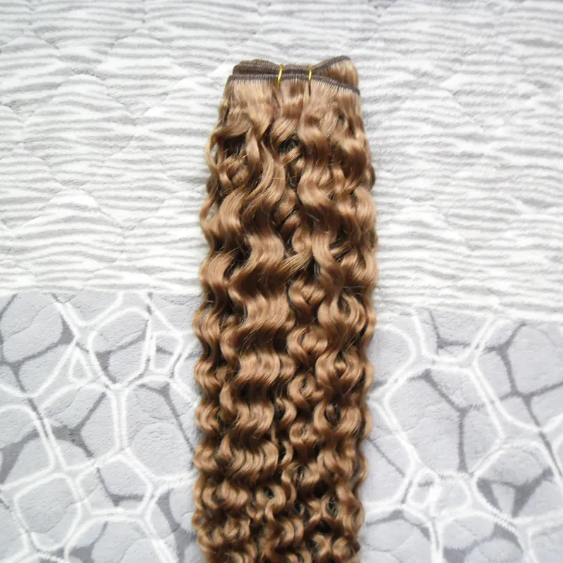 Brazilian Virgin Hair Honey Blonde Weave kinky curly Bundles 100g human hair bundles blonde brazilian hair double weft