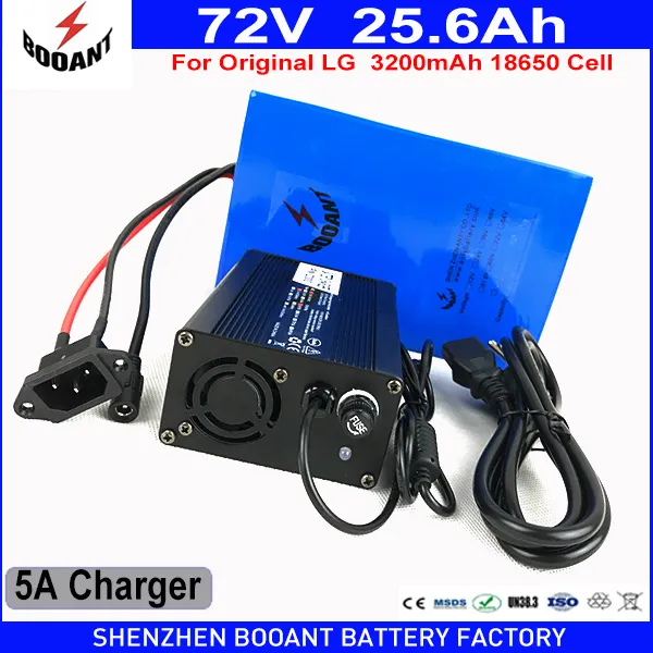 Batterie Li-ion 72V, 25,6 ah, 20S, 8P, pour moteur Bafang 1800W, pour vélo électrique, EU, US, douane gratuite, avec chargeur 5a