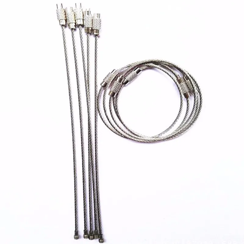 Roestvrijstalen draad sleutelhangers kabel zware bagagelussen tag karabijnhuis sleutelhanger buitenwandeling accessoire tools