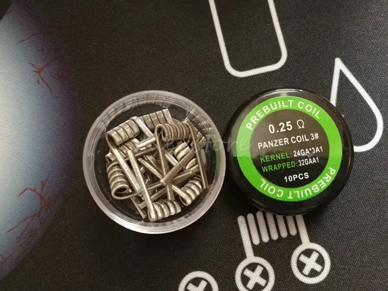 10 Typer Double Tiger Juggernaut Ctaircase Prebuilt Coil Wire Panzer 1 2 3 4 # Staggered Taijin Fused Premade Wrap Wire för Ecig DHL