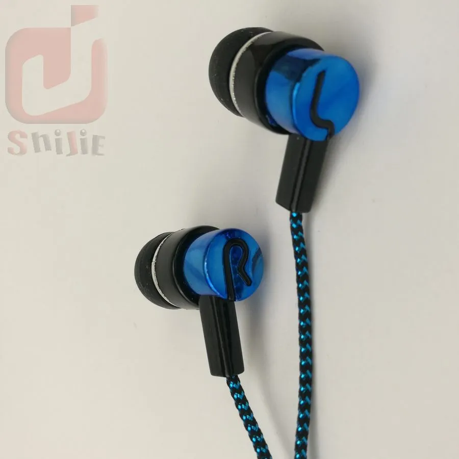 común barato serpentina Weave trenza cable auriculares auriculares auriculares ventas directas por fabricantes azul verde 500 ps / lote