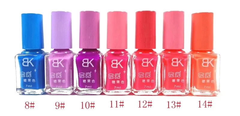 Heet verkoop 20 snoep kleur fluorescerende neon lichtgevende gel nagellak voor gloed in donker nagel vernis manicure email voor barfeest za1668