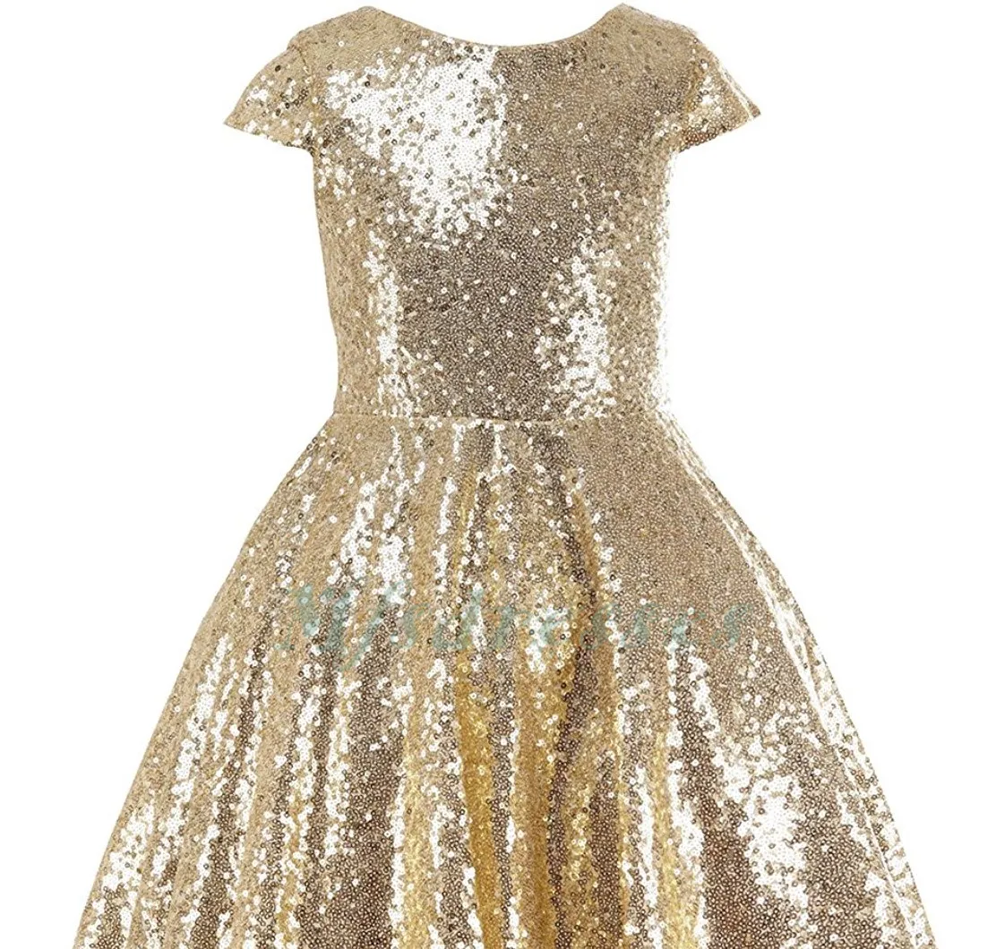 Gold Sequin Flower Girls Dress Tea-Length Tulle Ball Gown for Wedding  Christmas Pageant from Dhgate Flower Girls Dresses - price 72.15