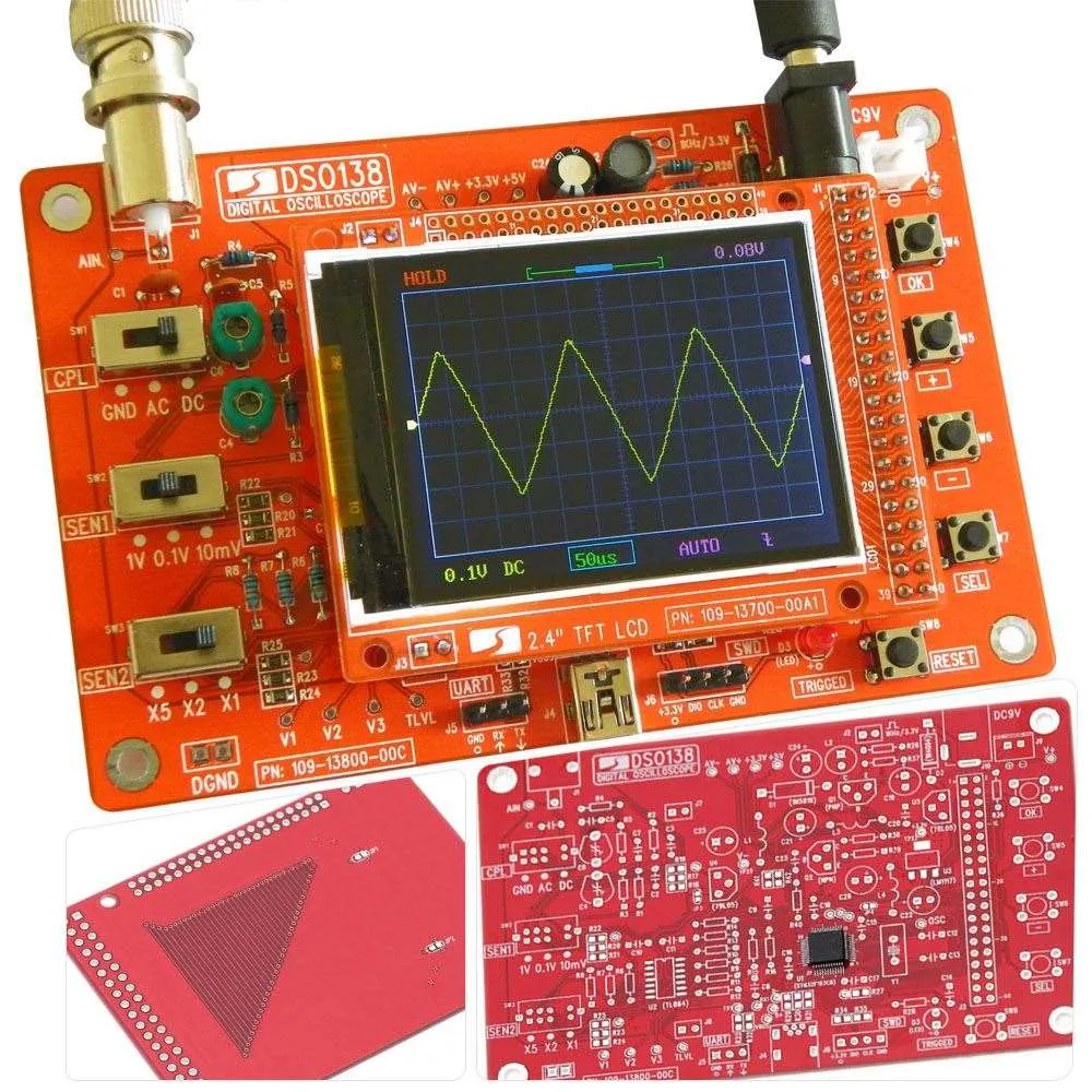 2,4 polegadas TFT portátil de bolso Digital Oscilloscope Kit DIY Parts + Acrílico DIY Caso Shell Capa para DSO138