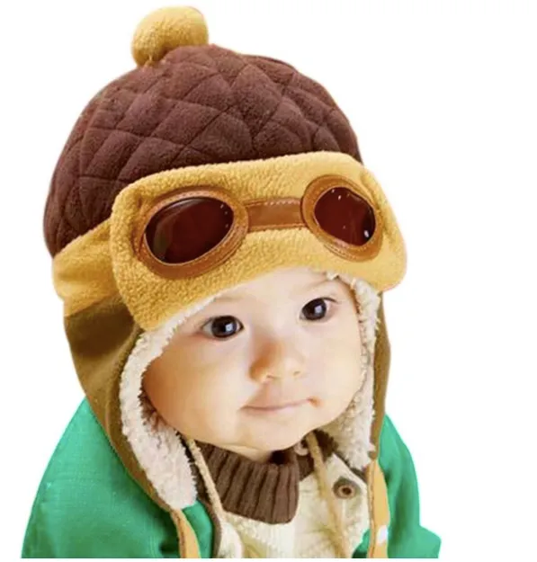 Niños pequeños Cool Baby Boy Girl Kids Infant Winter Pilot Warm Cap Bomber Hat Head ciucumtance de 47-52cm 4 años 90g