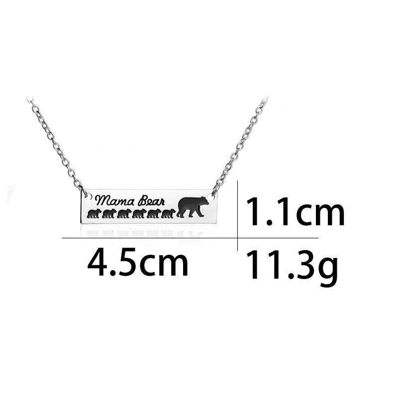 2020 Mama Bear Baby Bear Necklace Silver Bar Pendant Chains Mother and Daughter Love Fashion Jewelry for Women Kids