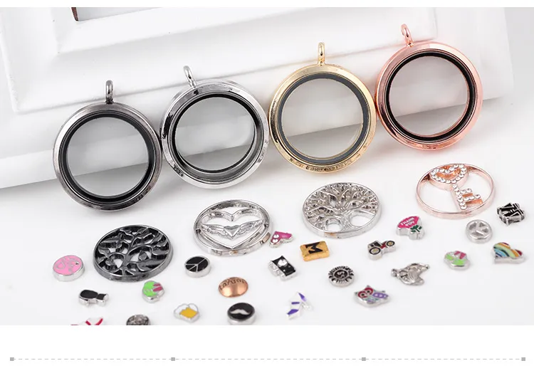 4 couleurs ouverture vivant médaillon magnétique pendentif 30MM cercle verre médaillons flottants charmes pour bijoux de mode bracelets fabrication de colliers