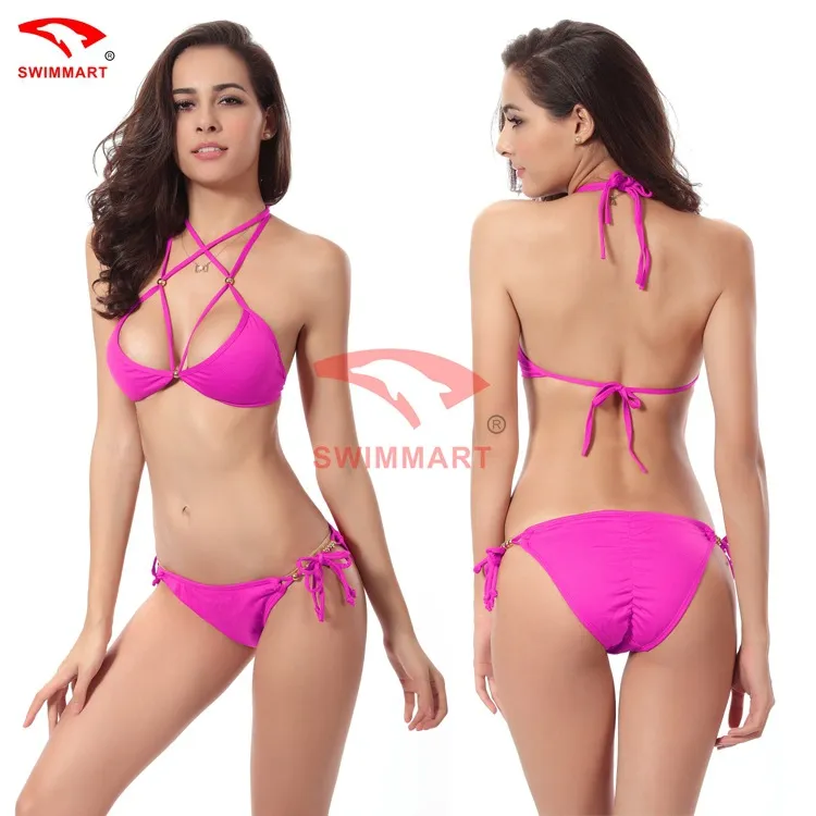 2017 Sıcak sling bikini düz renk kadın mayo bikini set mayo Çok arsız brezilya alt Maillot De Bain Bikini