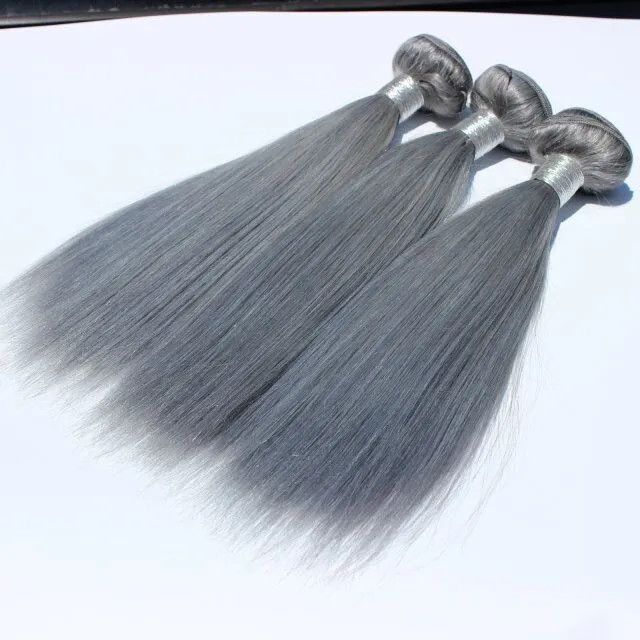 Brazilian Human Hair Weaves Grey Bundles 1026 inch Unprocessed Brazillian Peruvian Indian Malaysian Cambodian Straight Hair Exten7912744