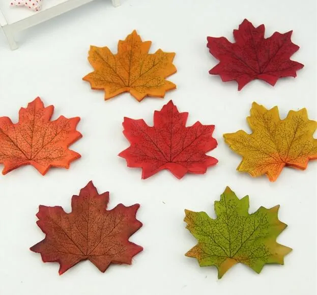 Feuilles d'érable artificielles en soie, pour décoration de maison, fête de mariage, artisanat de Scrapbooking, multicolore, fausse fleur vive d'automne, G961