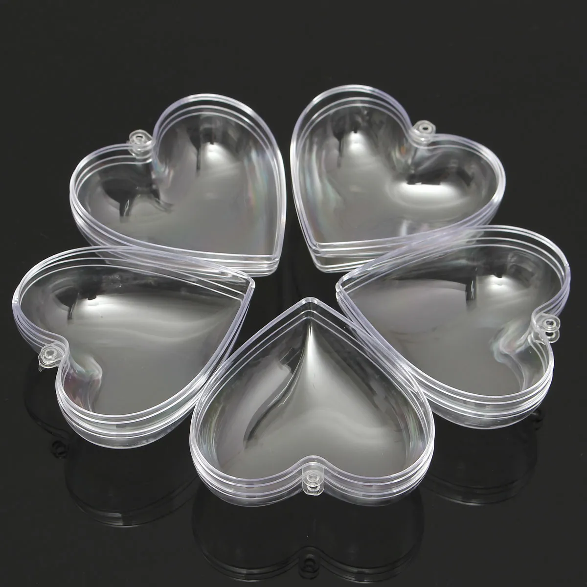 Groothandel- Hittestijl Elegante 5 Stks / Set Transparante Bal Hart Ornament Universele Clear Snuble Candy Box Decor Bruiloft Craft Boutique