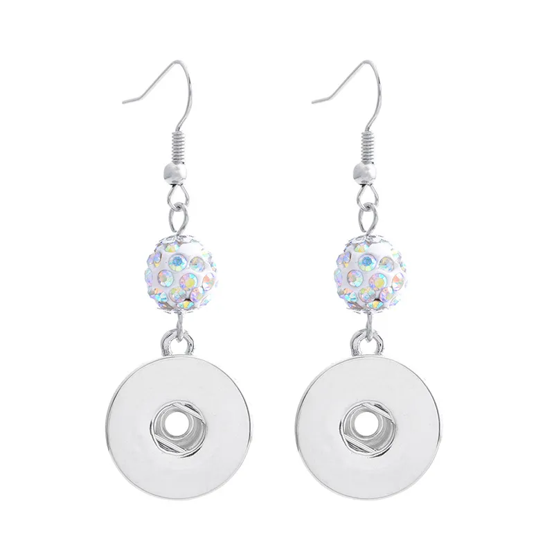 Noosa Rhinestone Drop Earring fit 18mm Snap Button Snap Pendant Earrings Charms Gift Accessories