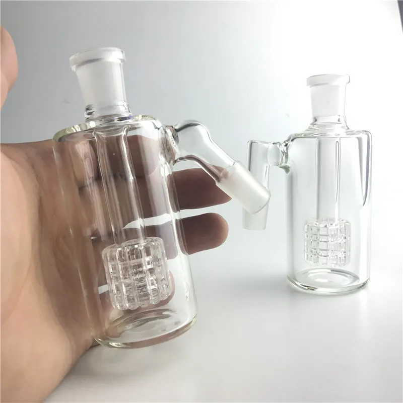 New Mini Glass Bong Ash Catchers 14mm 18mm Thick Pyrex Bongs Ash Catcher with Clear Bubbler 45 90 Degree ashcatcher for Smoking