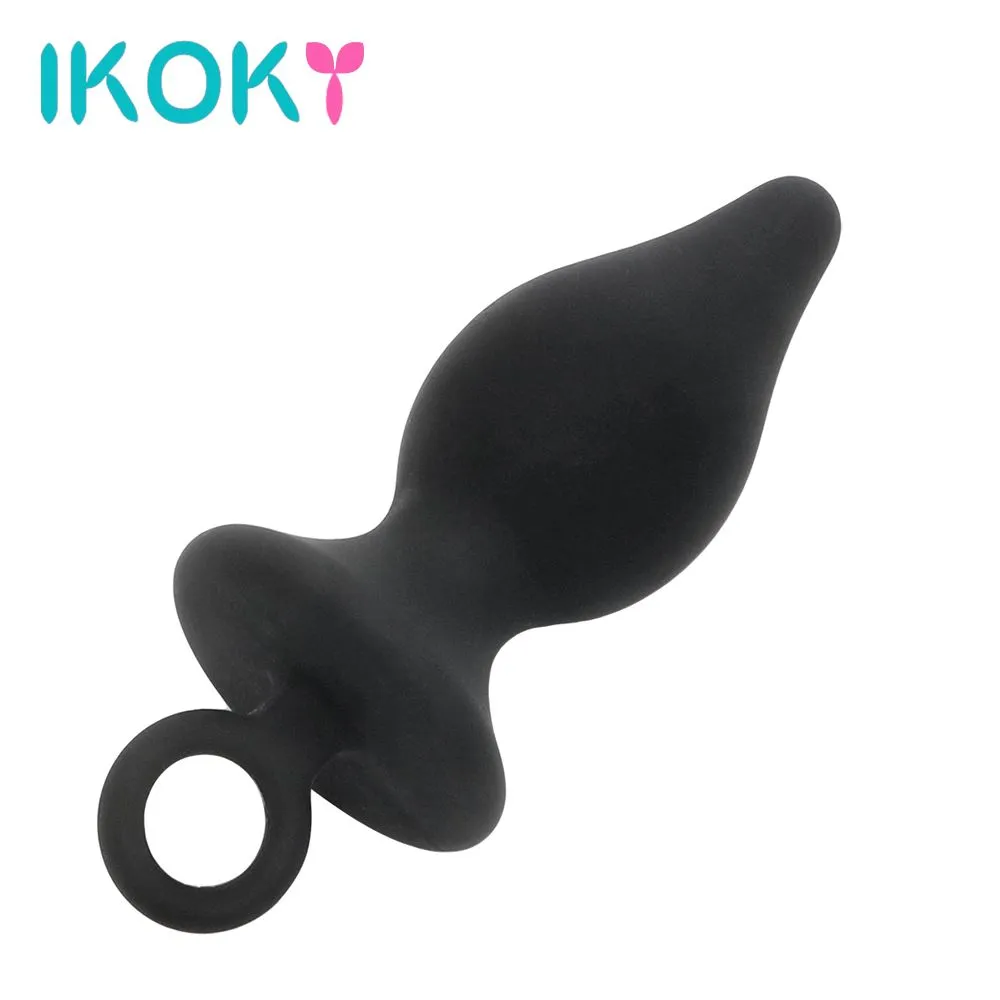 IKOKY Mini Plug anale Butt Plug per principianti con anello di trazione Giocattoli erotici in silicone Giocattoli erotici per uomini Donne Massaggiatore prostatico q170718