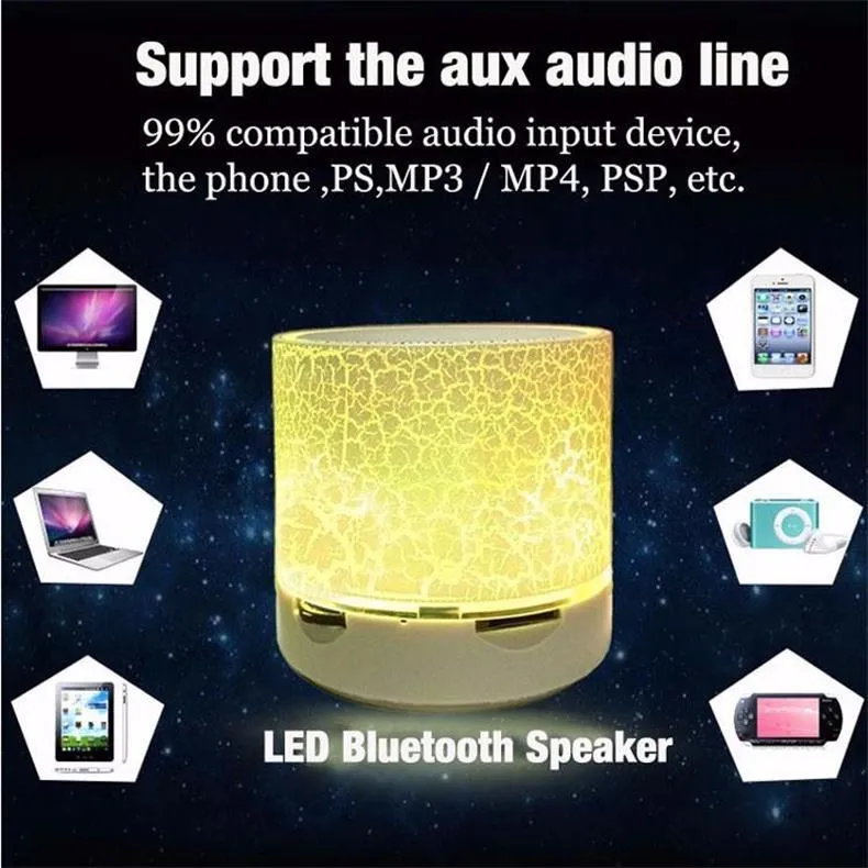 Mini Bluetooth Speaker With LED Lights Portable Wireless Stereo Speaker ...