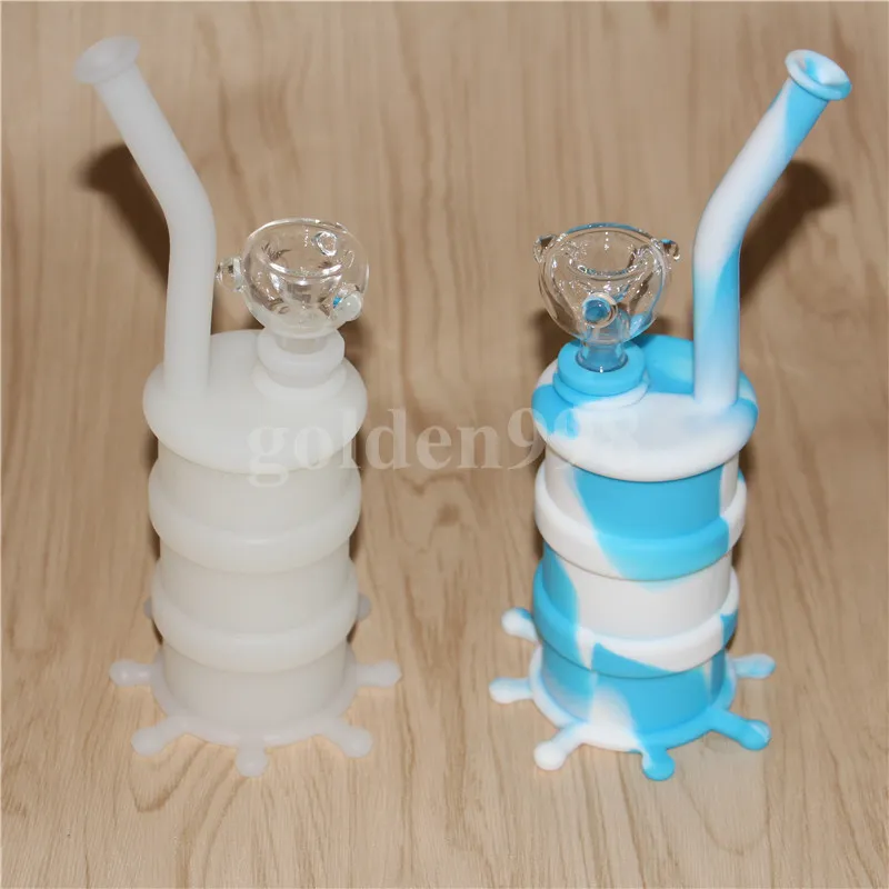 wholesale Portable Hookah Silicone Barrel Rigs for Smoking Dry Herb Unbreakable Water Percolator Bong Smoke Oil Concentrate Pipe DHL