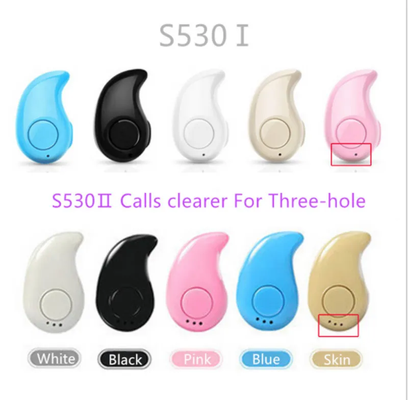 2017 Mini cuffie wireless S530 V4.1 Auricolare Bluetooth Stealth Sports Cuffie con gancio l'orecchio con microfono iPhone e Adroid Mix Color