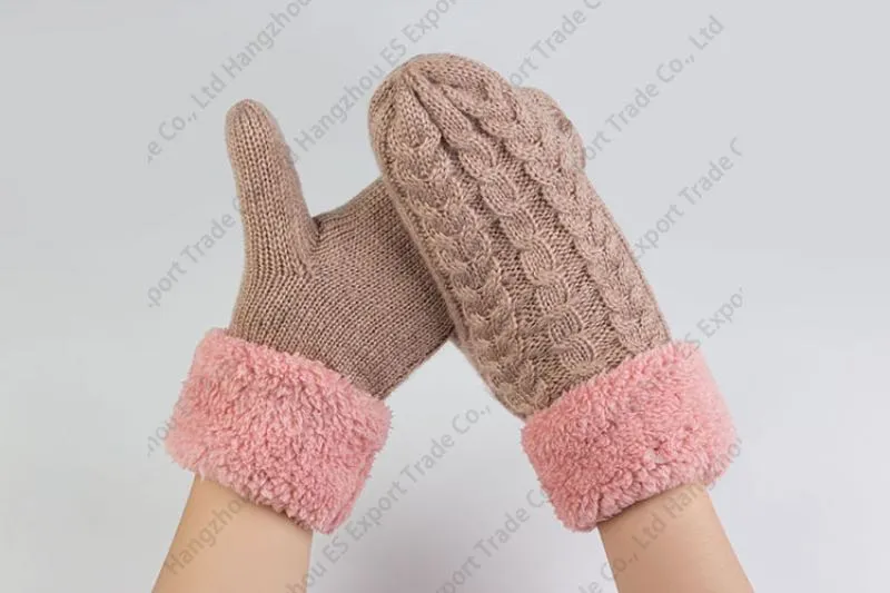 Twist Stickad Woolen Mittens Godkvalitet Mjuka Varma Vinter Kvinnor Handskar Pure 5 Färger Partihandel