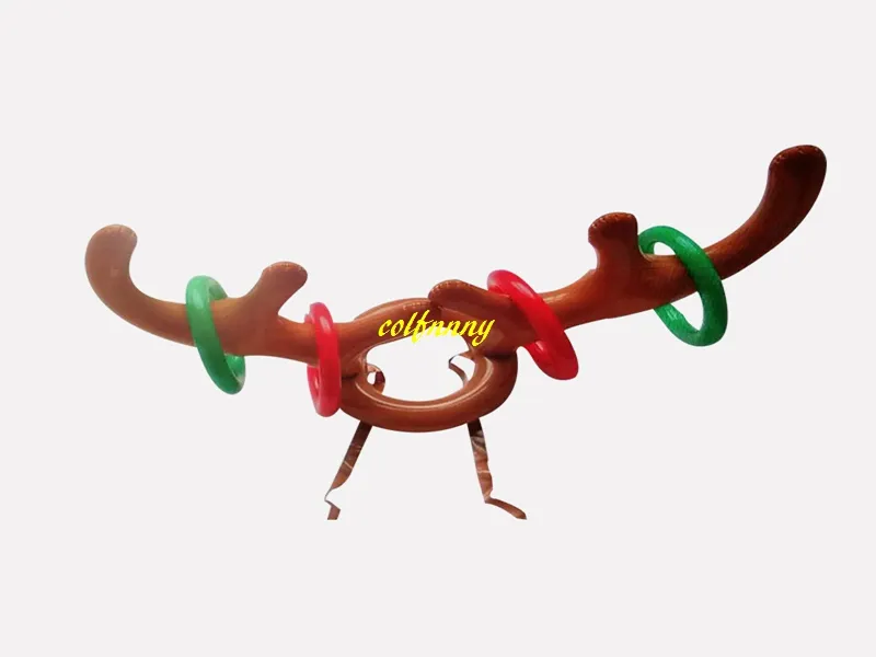 Hot Sale Children Kids Christmas Inflatable Santa Funny Reindeer Antler Hat Ring Toss Christmas Party Supplies Toys