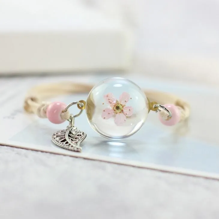 flowers plant specimens bracelet glass ball dandelion gown girlfriend girlfriend gift SSB107 a Charm Bracelets