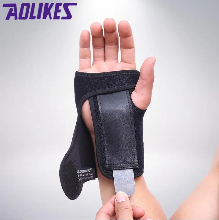 AOLIKES 1 PZ Regolare Polsino Braccio da polso in acciaio Supporto polso Fratture stecca Tunnel carpale Sport Distorsione Mouse Braccialetti mano