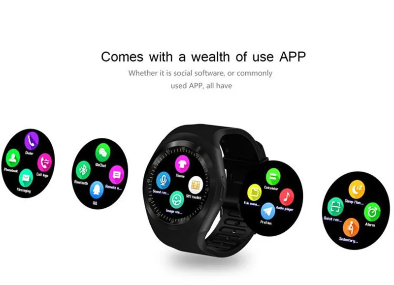 Y1 Akıllı Saatler Spor Izci Yuvarlak Dokunmatik Ekran Yuvarlak Yüz Smartwatch Telefon IOS Android Için SIM Kart Yuvası ile Akıllı Izle Ücretsiz DHL