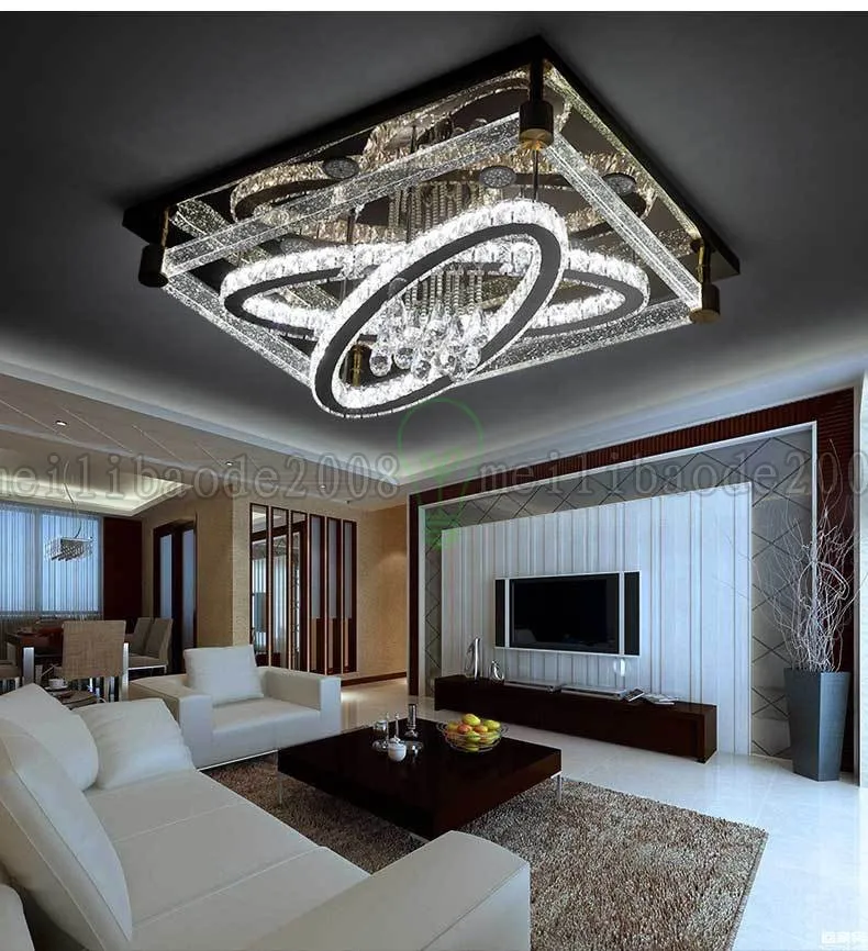 BE50 Simple Modern Creative Rectangular Ceiling Light Oval LED Crystal Lamps Living Room Restaurant Bedroom Hotel Ceiling Lights Lighting