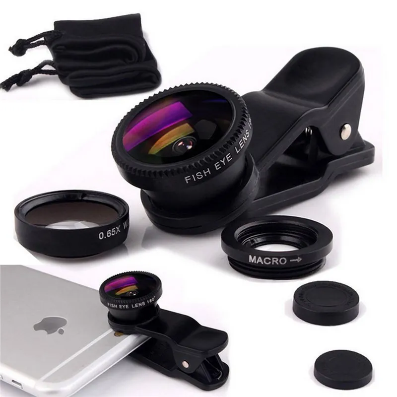 Evrensel 3 1 Klip Balık Gözü Smartphone Kamera Lens Geniş Açı Makro cep Telefonu Lens Galaxy s7 s7edge s8 cep telefonları Balıkgözü Lens