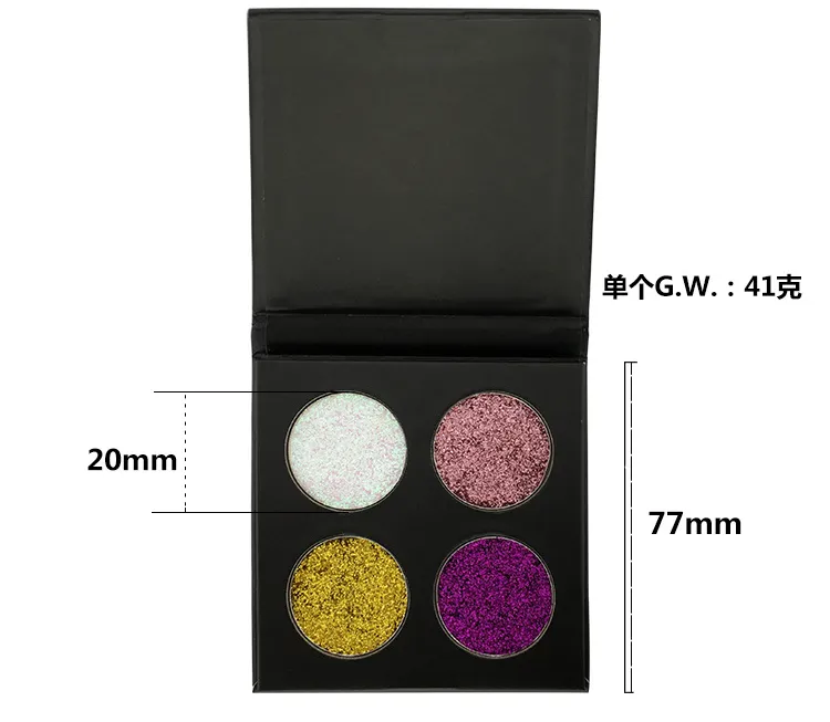 OEM ODM 4 Kolor Blask Paleta Eyeshadow Paleta Black Case Gold Case Darmowe połączenie 55 Kolory High Light Eye Chadem Shadow Glitter Złoty W proszku