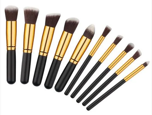 Set di pennelli trucco professionale da 10 pezzi Set di ombretti ciglia ombretto sopracciglia Kit trucco gratuito