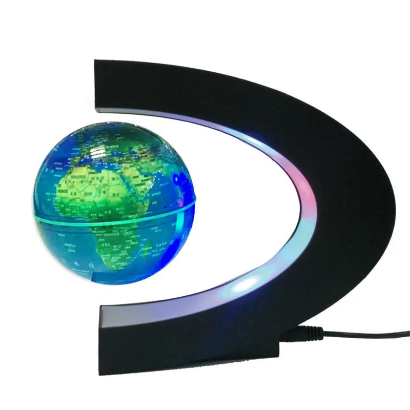 Novelty C Shape LED World Map Floating Globe Magnetic Levitation Light Antigravity Magic/Novel Lamp Birthday Home Dec Night lamp