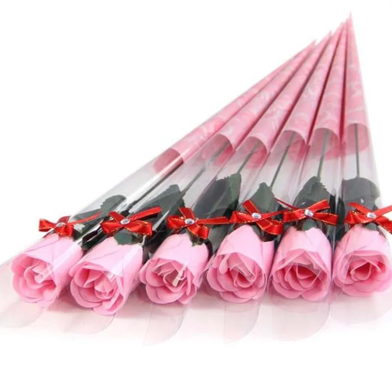 フラワーソープバスボディバラの花びらの結婚式の好意誕生日プレゼント家の装飾5色の花の石鹸ローズ送料無料