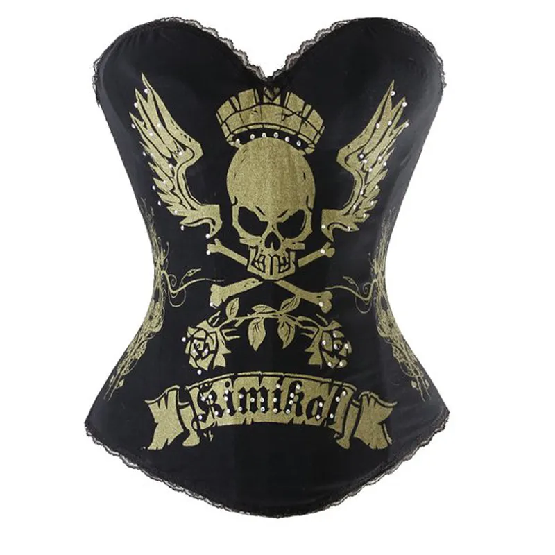 Corset Top Punk Sexig korsett Bustier Skull Corsets Fashion Corset Women Halloween Party Club Wear Tops Plus Size S-2XL219W