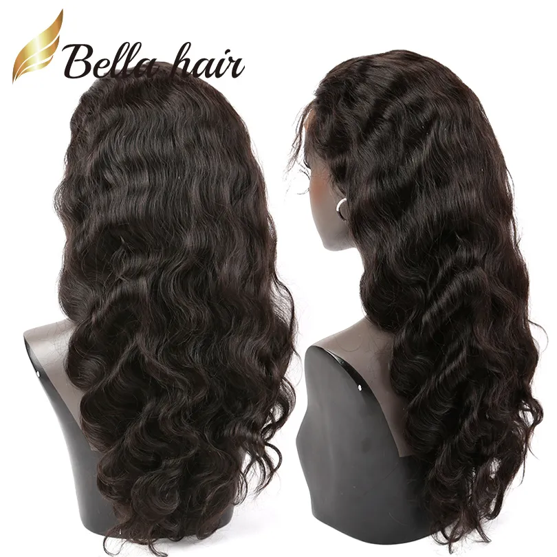 Verkoop vooraf geplukte Braziliaanse lichaamsgolf 360 kanten pruiken maagdelijk haar haar met babyhaar Bellahair Julienchina 130% 150% 180% dichtheid Juliechina Bella Haar