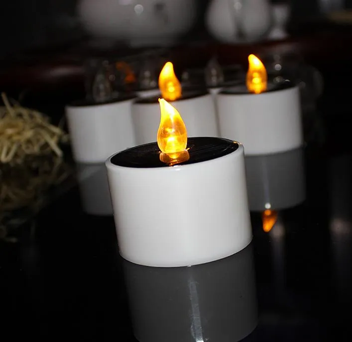 Candele a LED a energia solare Candele a lume di tè Decorazioni la casa e illuminazione Decorazioni feste di nozze di Halloween di Natale 500 pezzi