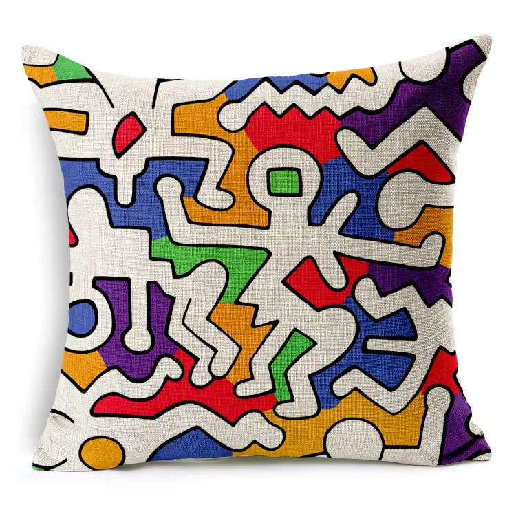 Keith Haring Cushion Cover Modern Home Decor Throw Pillow Case Car Seat Vintage Nordic Cushion Cover för soffa Dekorativ kudde CO9852210