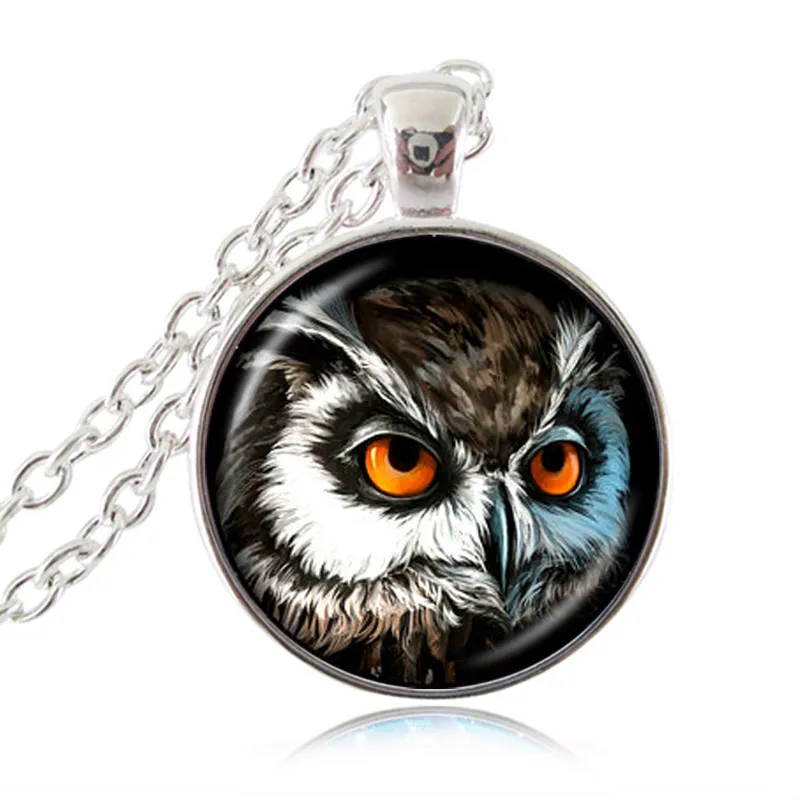 Collier Hibou Blanc Bijoux Oeil Vert Verre Cabochon Temps Gem Pendentif Oiseau Photo Pull Collier Femmes Hommes Bijoux De Mode