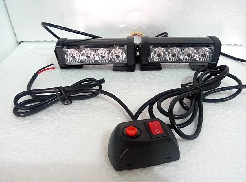 DC12V 2 unidades 4 W llevó luces de emergencia para parrilla de coche/camión, luz de advertencia estroboscópica de motocicleta para bomberos de ambulancia de policía, impermeable, 2 piezas/1 juego