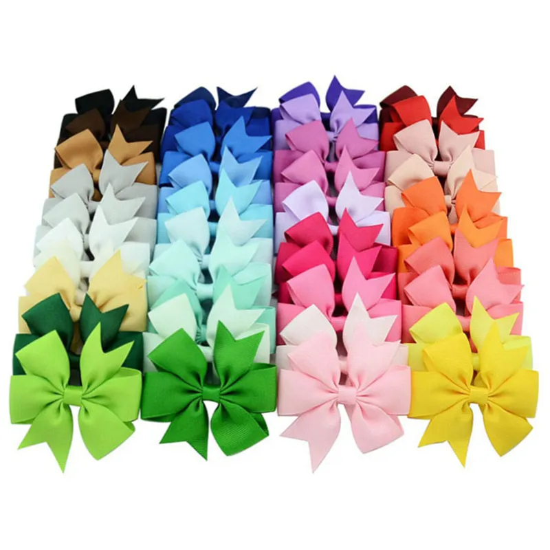 Baby Girls Bowknot Hairpins 3inch Grosgrain Ribbon Bows With Alligator Clips Childrens Hair Accessories Kids Boutique Bow Barrette 40colors YL564