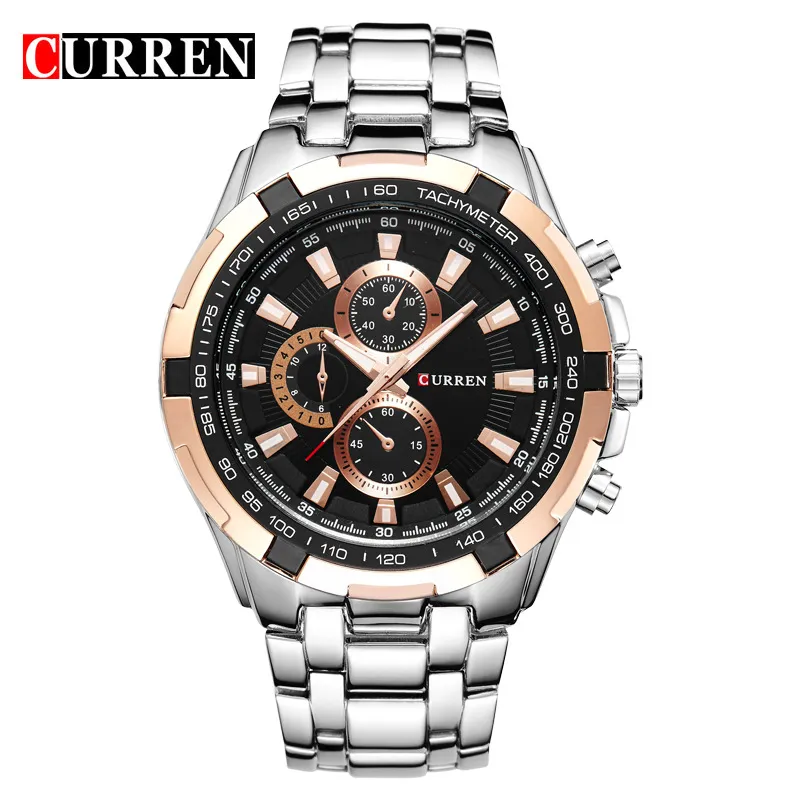 CURREN Montres Hommes Montres À Quartz Top Marque De Luxe Hommes Montres-Bracelets Militaires En Acier Inoxydable Montre De Sport Étanche Montre À Quartz