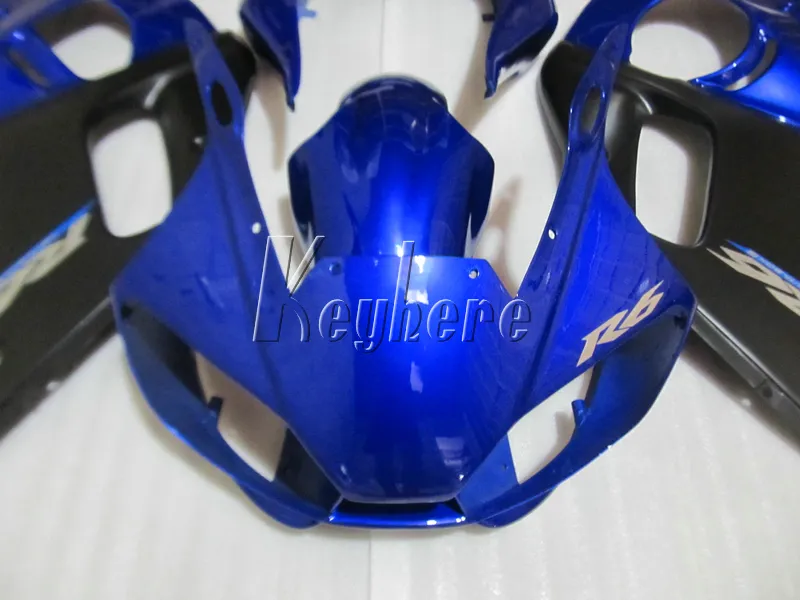 GRATIS 7 Geschenken Vogelvakken voor Yamaha YZR R6 98 99 00 01 02 Matte Zwart Blue Fairing Kit YZFR6 1998-2002 HT26