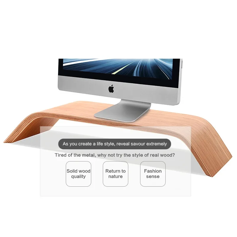 DHL Navio New Walnut Suporte Suporte De Mesa De Madeira De Madeira Real Birch para i Mac Original SAMDI Titular PC Monitor