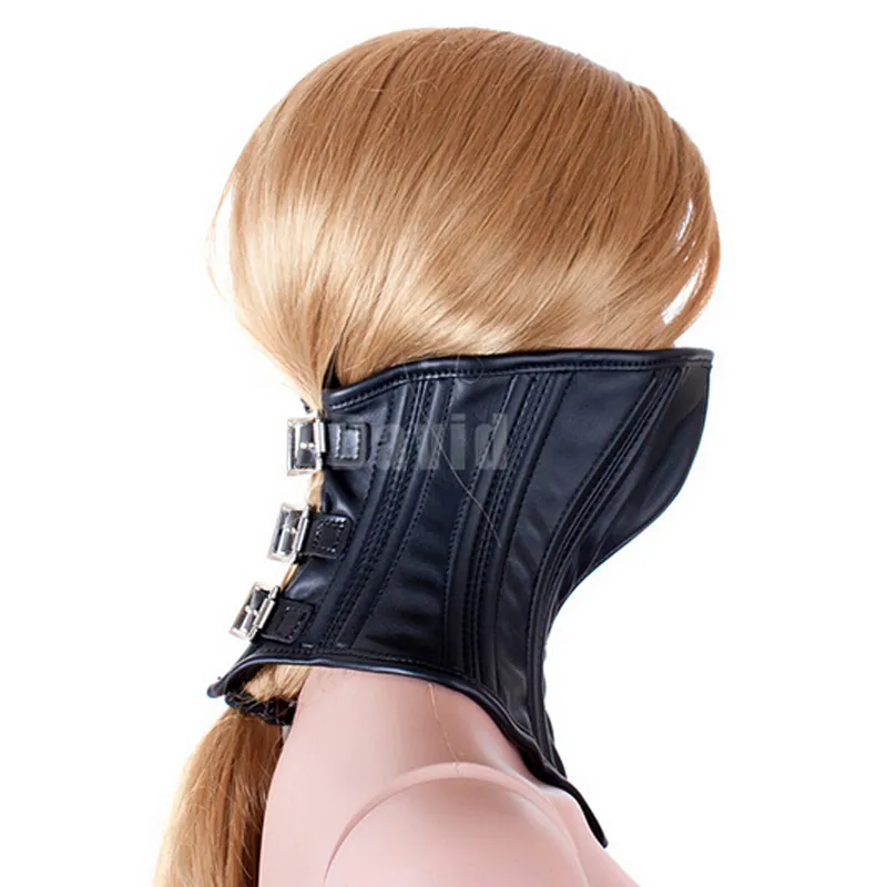 Черная кожаная дульная маска для сексуальных рабыни регулируемые ремни Прета ремень подбородка