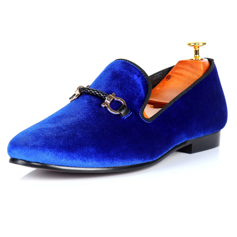 Harpelunde Slip On Men Flats Buckle Strap Dress Shoes Blue Velvet Loafers Size 7 14 From 83 29 DHgate
