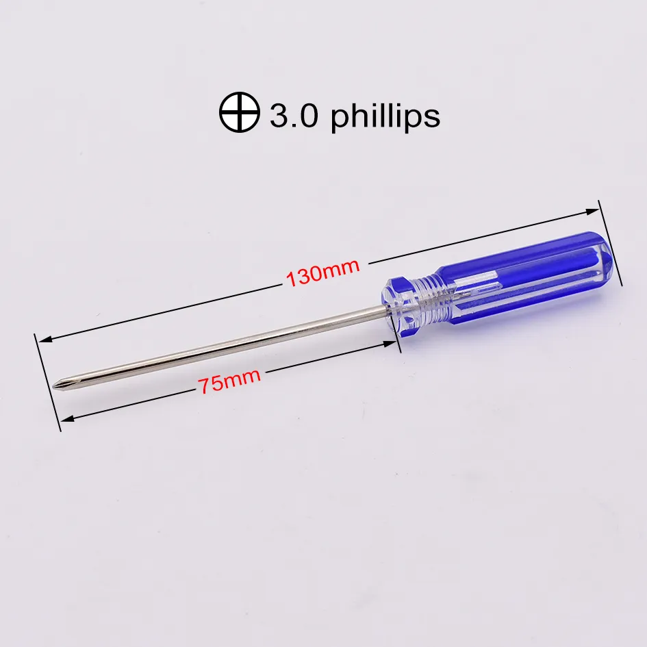 PVC Azul Punho 130mm 3.0 Phillips Chave De Fenda Ph0 Chave De Fenda para o Brinquedo DiY Repair Tool 200 pçs / lote