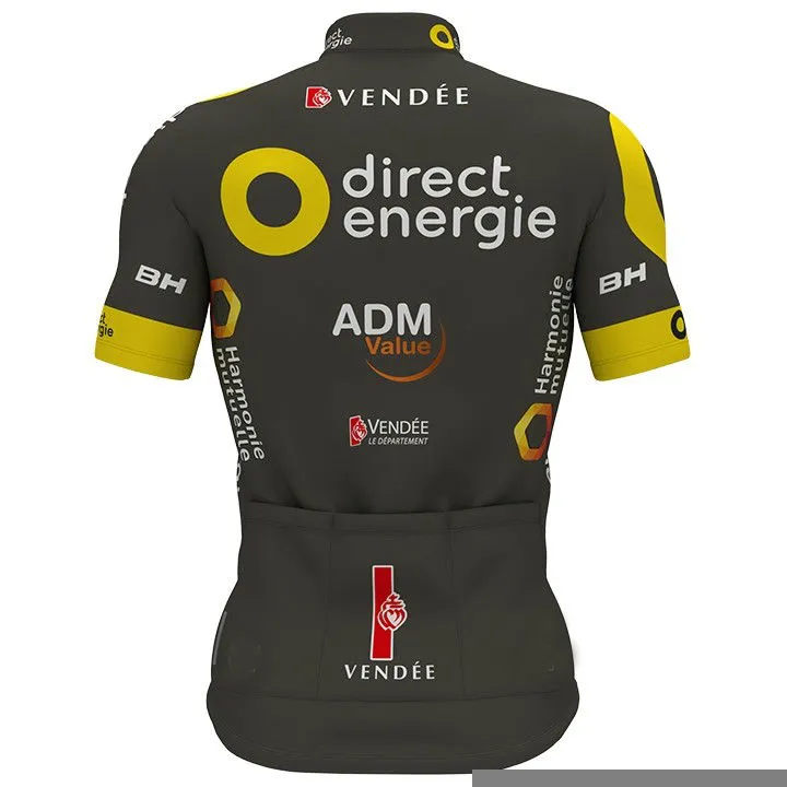 2022 Hommes Summer Direct Energie Noir-Jaune Maillot de cyclisme Ensemble Triathlon VTT Vêtements Maillot Ciclismo Ropa Taille XXS-6XL290W