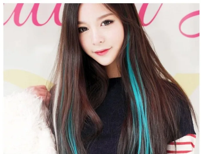 New Fashion Popular Colored Hair extensions clips Synthetic Clip Colorful Popular Hair clip Hot Sales 